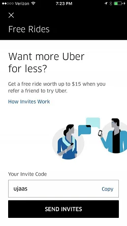Uber  深色奢华的邀请好友