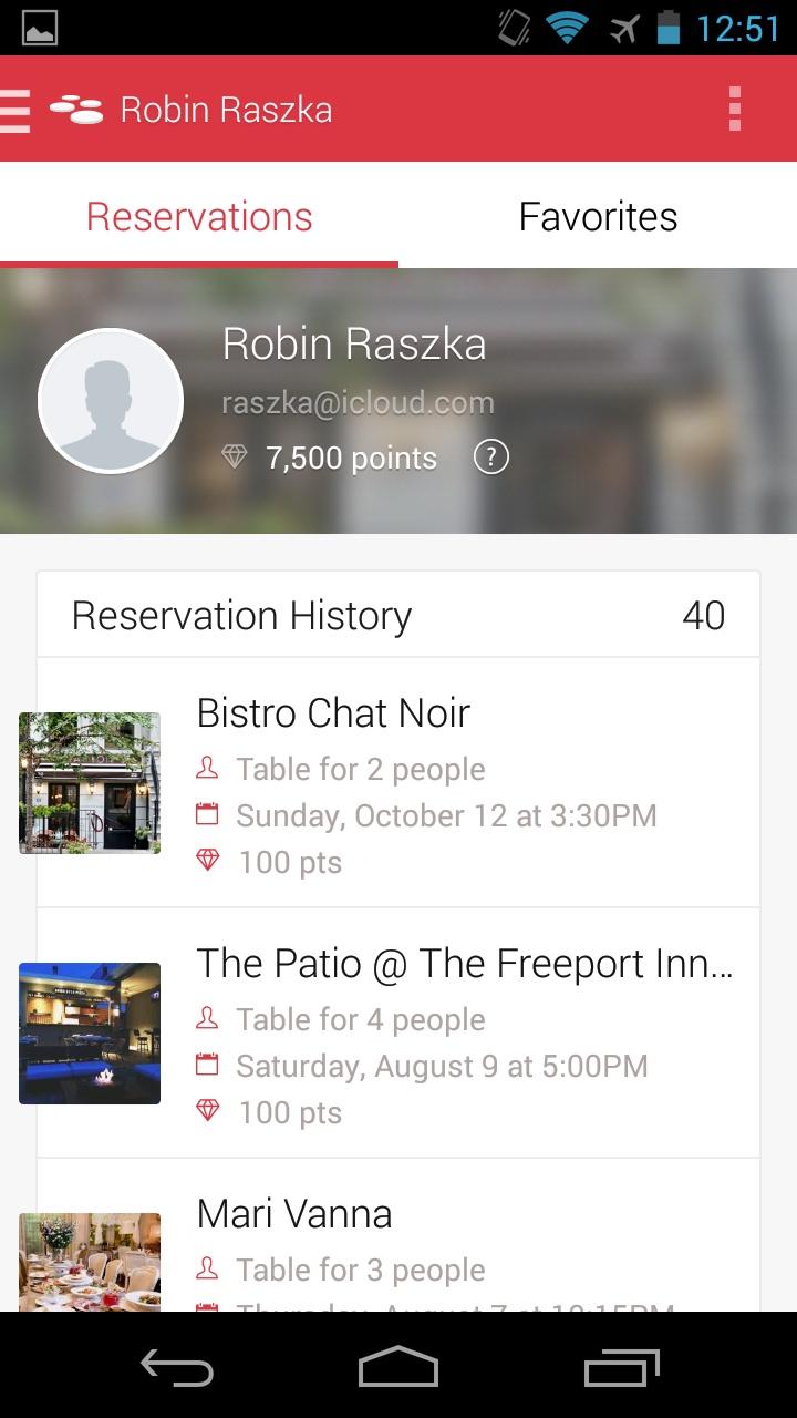 OpenTable - Free Reservations  个人资料