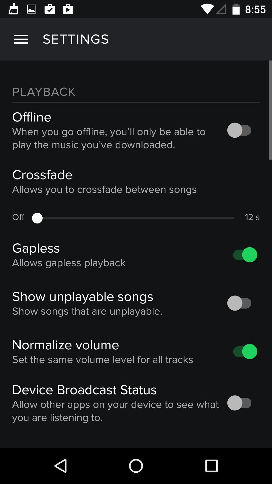 Spotify Music  设置