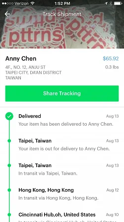 Shyp - Shipping on Demand: Pickup, Packaging and Delivery Tracking  信息流