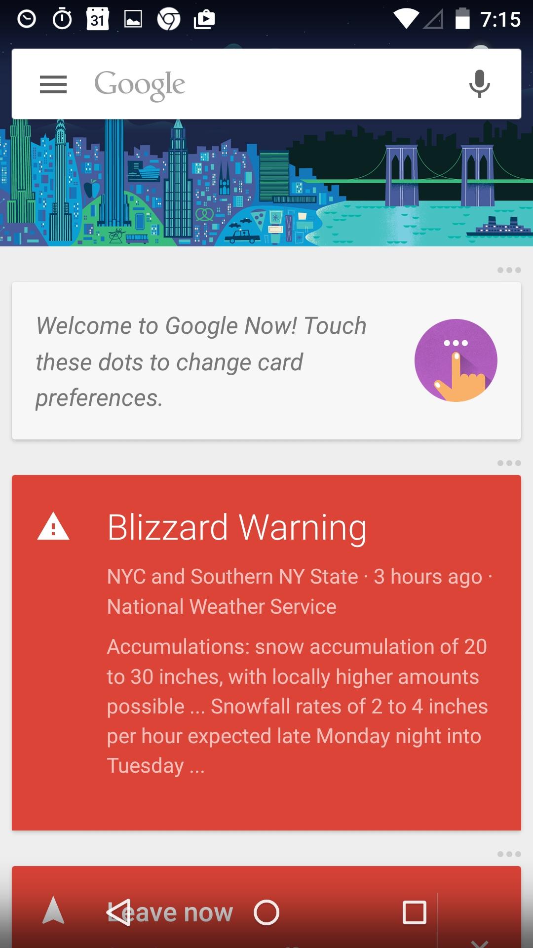 Google Now Launcher  卡片
