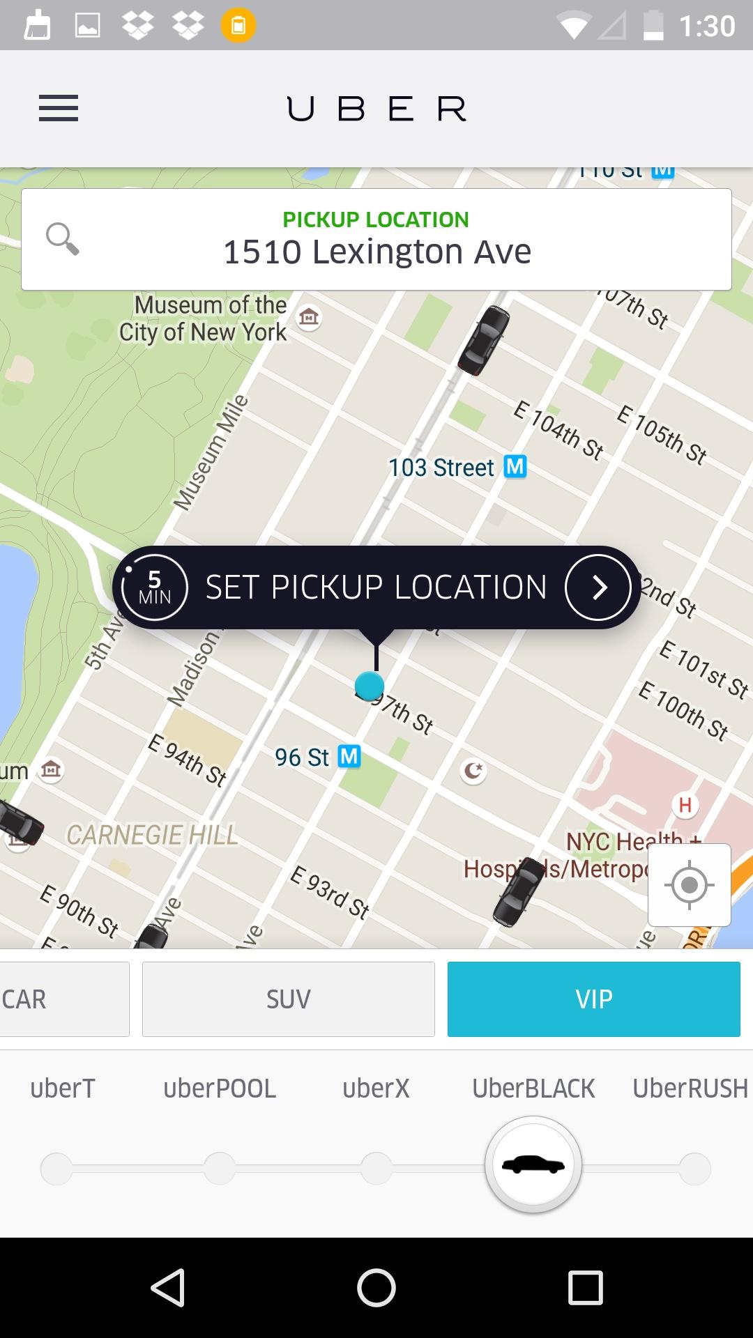 Uber  导航菜单