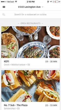 UberEATS: Food Delivery, Fast  列表