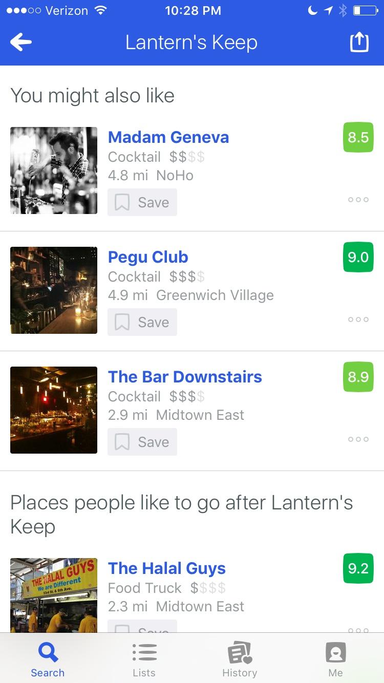 Foursquare - Find Restaurants, Bars & Deals  列表