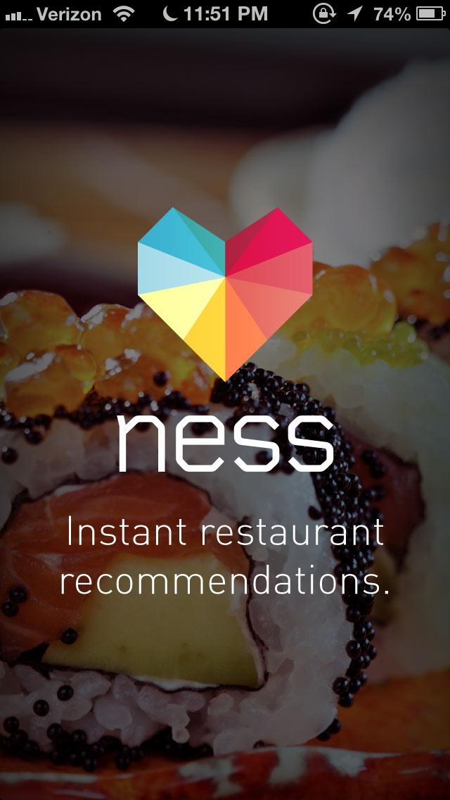 Ness - Restaurant Recommendations  启动页