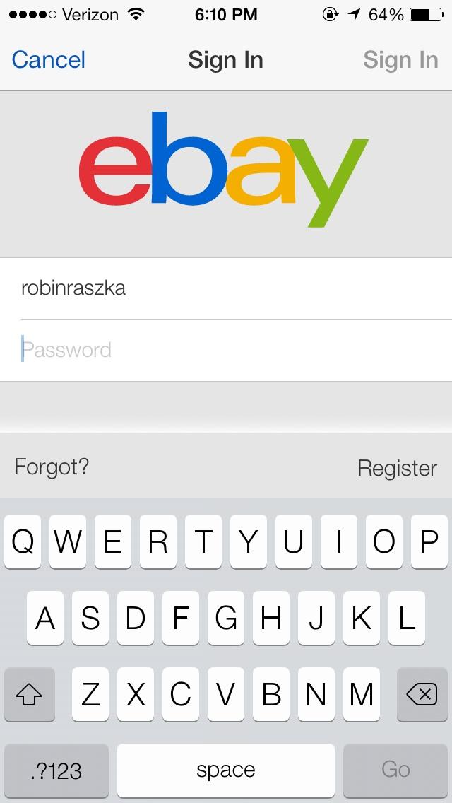 eBay  登录