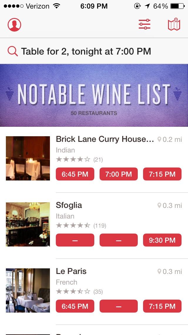 OpenTable  首页