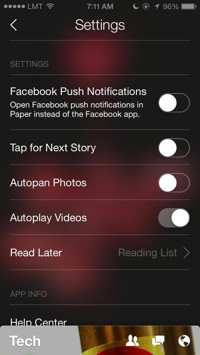 Paper – stories from Facebook  设置
