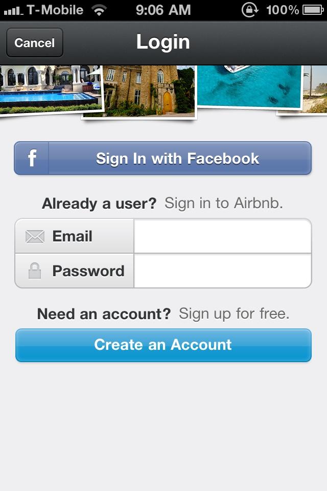 Airbnb  登录