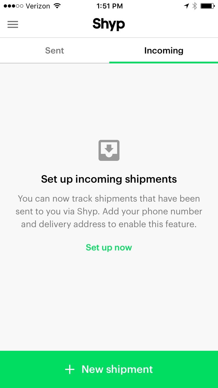 Shyp - Shipping on Demand: Pickup Packaging and Delivery Tracking  空状态