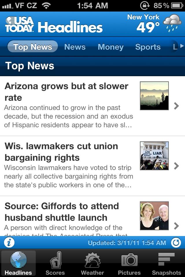 USA TODAY for iPhone  首页