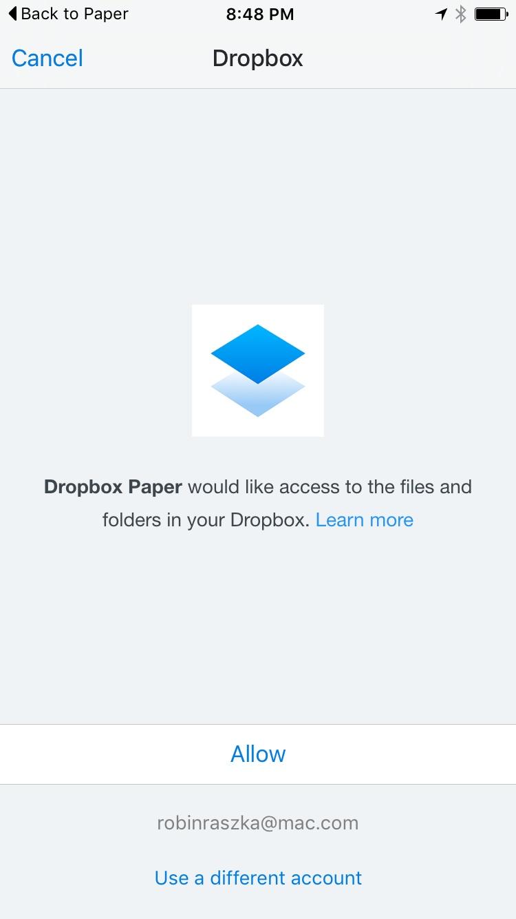 Dropbox Paper  请求许可