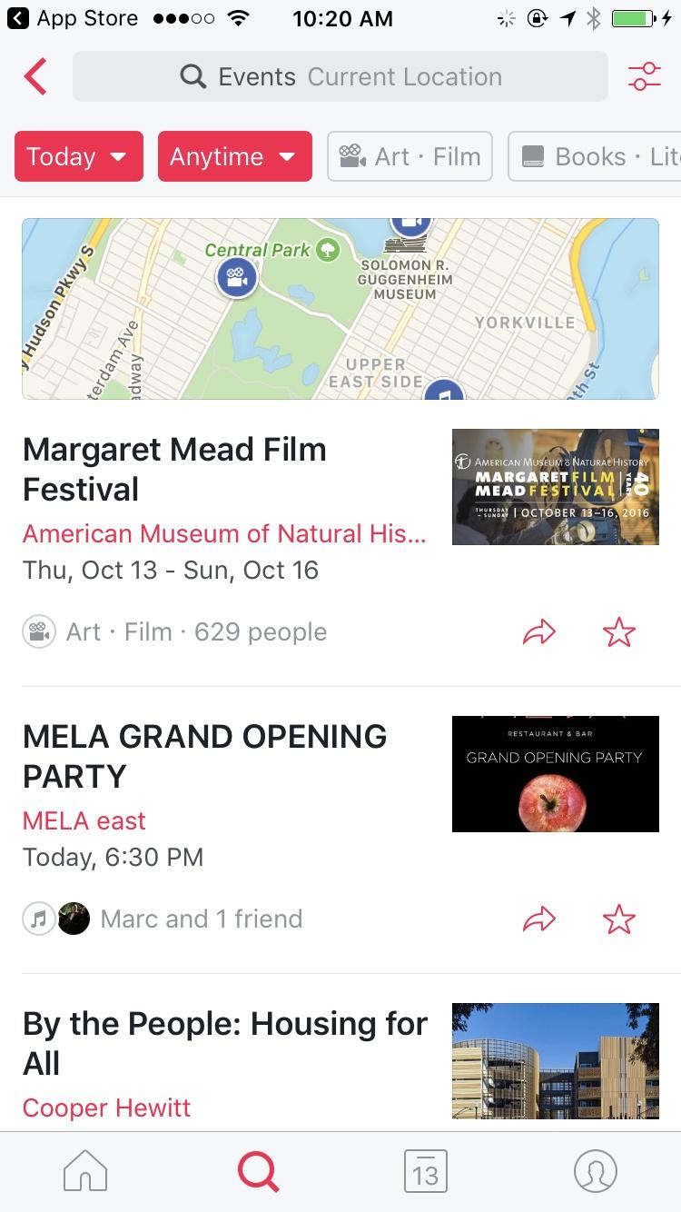 Events from Facebook - Find things to do near you  搜索列表