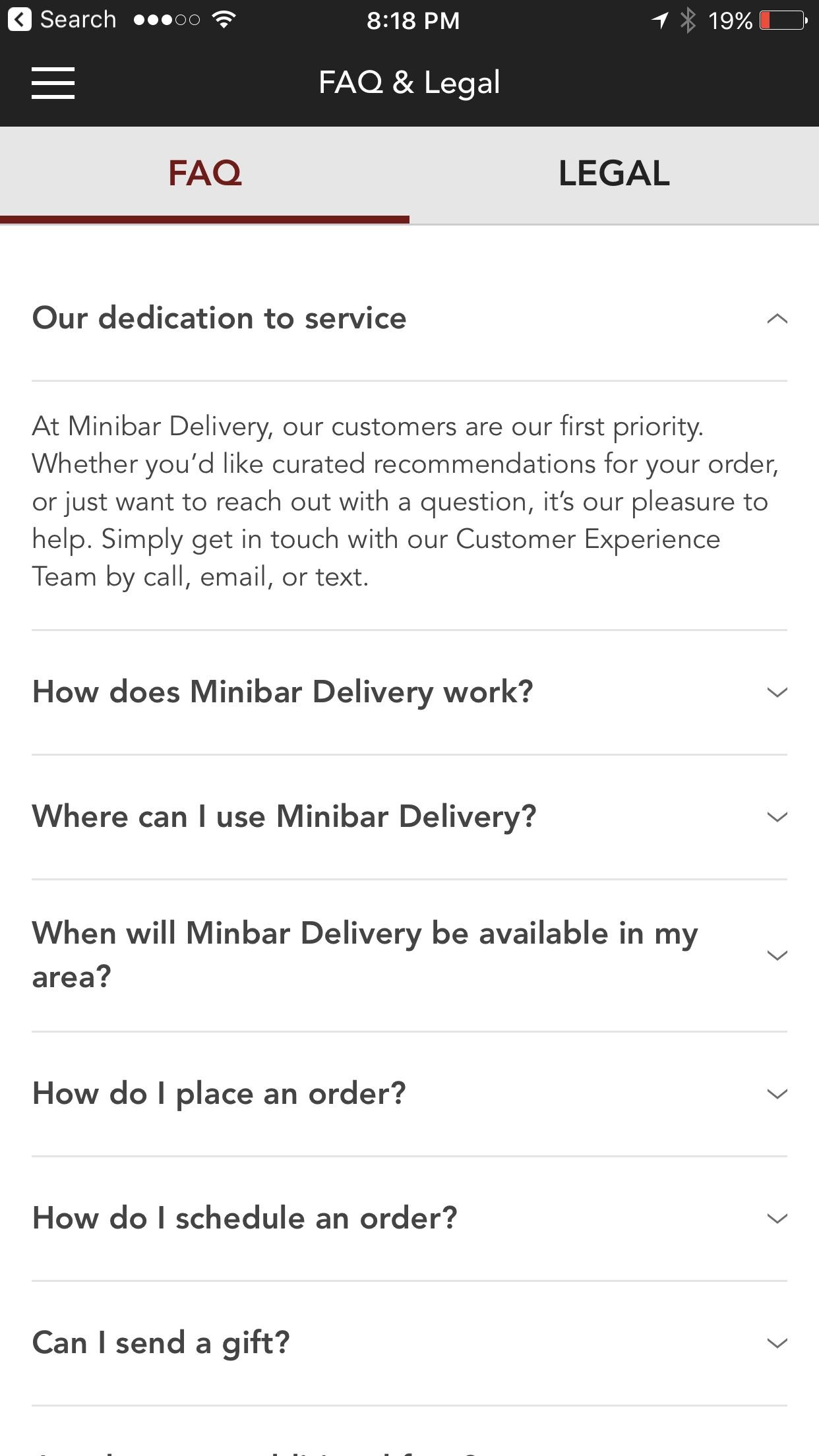 Minibar Delivery  列表详情