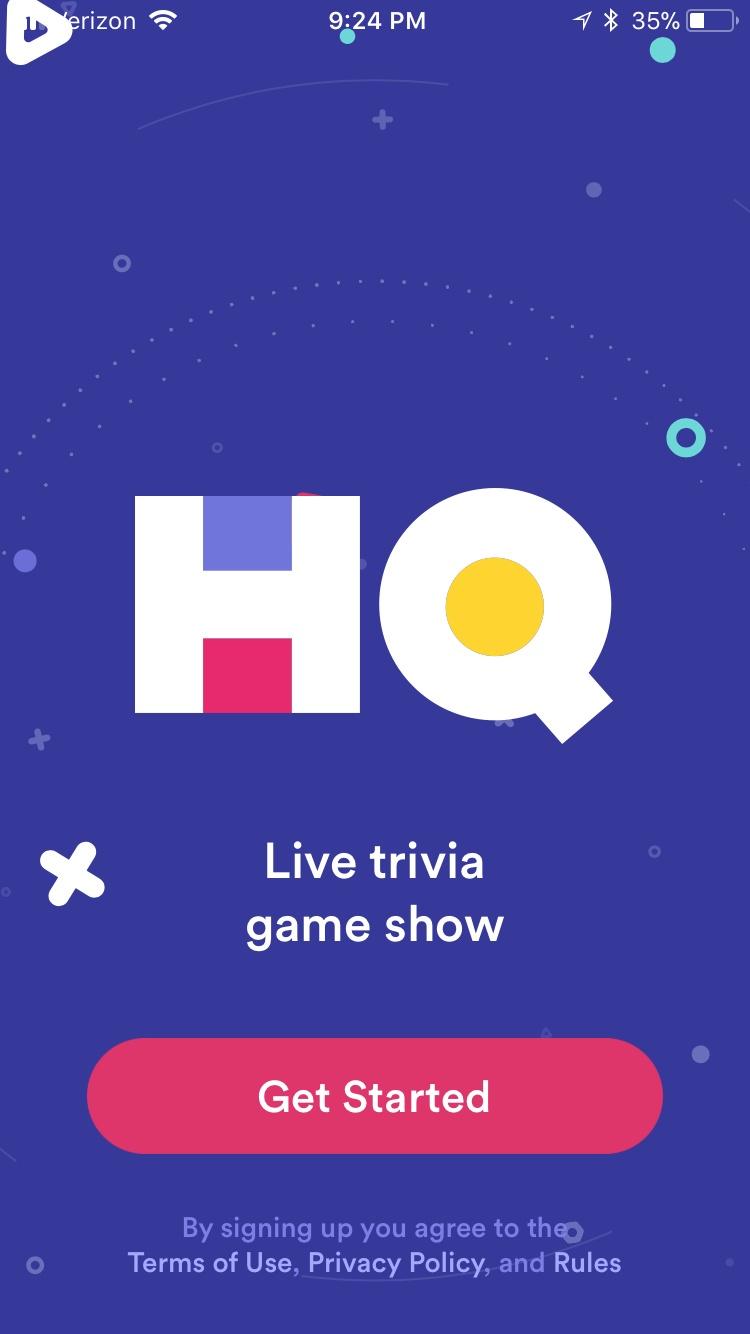 HQ - Live Trivia Game Show  启动页注册登录