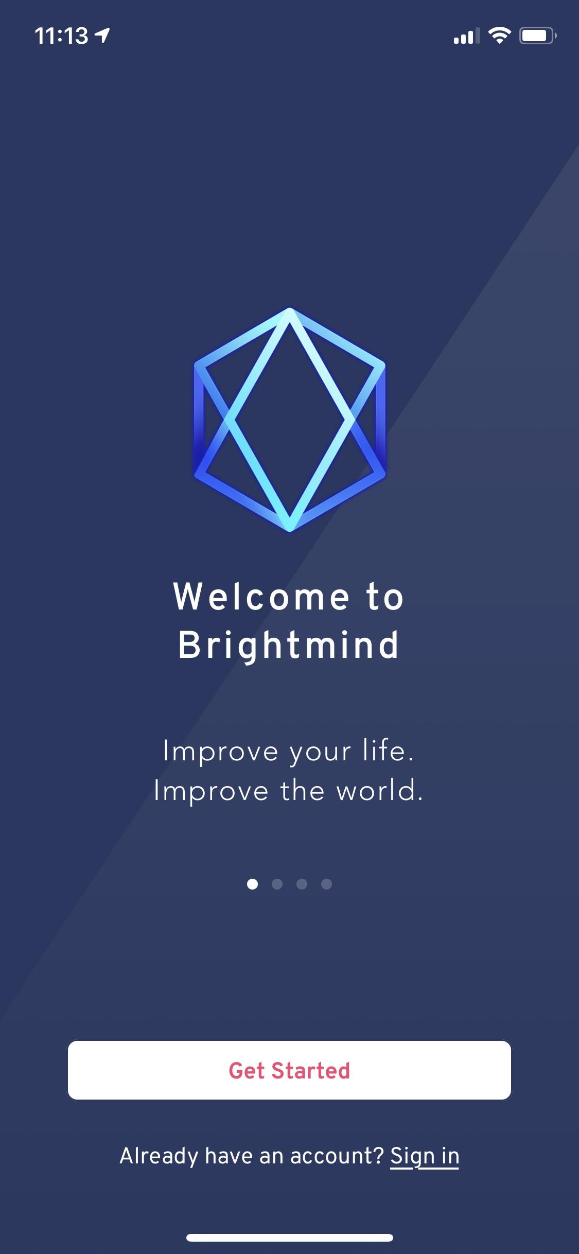 Brightmind: Guided Meditation  启动页