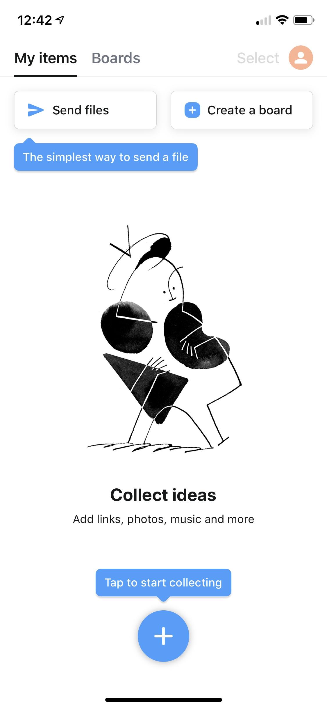 Collect: Save and share ideas  空状态提示
