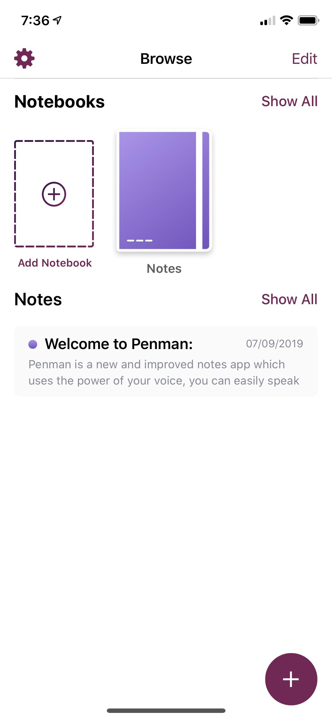 Penman Speech to text note app  卡片网格首页