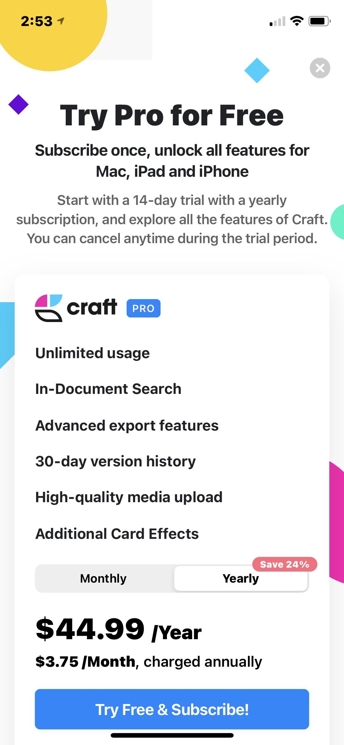 Craft - Docs and Notes Editor  结算
