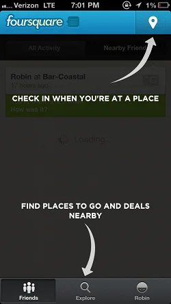 Foursquare - Find Restaurants Bars & Deals  提示