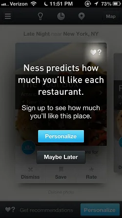 Ness - Restaurant Recommendations  提示