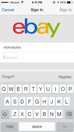 eBay  登录