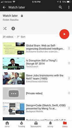 YouTube  列表