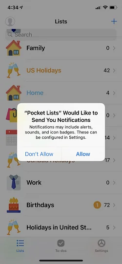 Pocket Lists: To-Do Checklist  请求许可通知Snackbar广告条