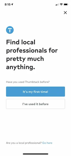 Thumbtack: Find Local Pros  启动页特性介绍