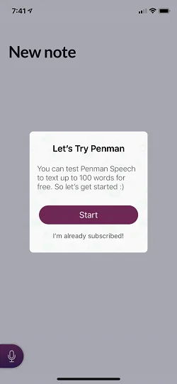 Penman Speech to text note app  浮层提示