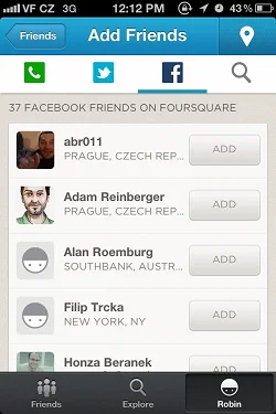 Foursquare - Find Restaurants Bars & Deals  邀请和添加好友