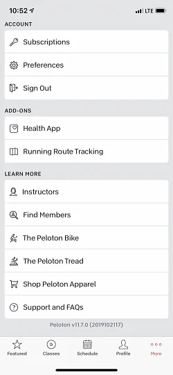 Peloton — Live workout classes  设置个人账号