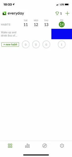 Everyday Habit Tracker  进度条日历日期和时间首页